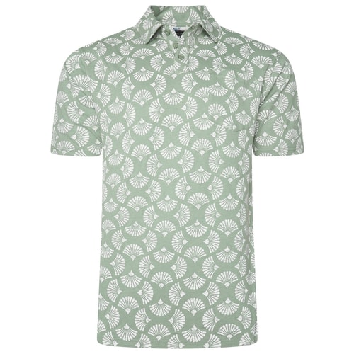 KAM Floral Print Polo Shirt Sage